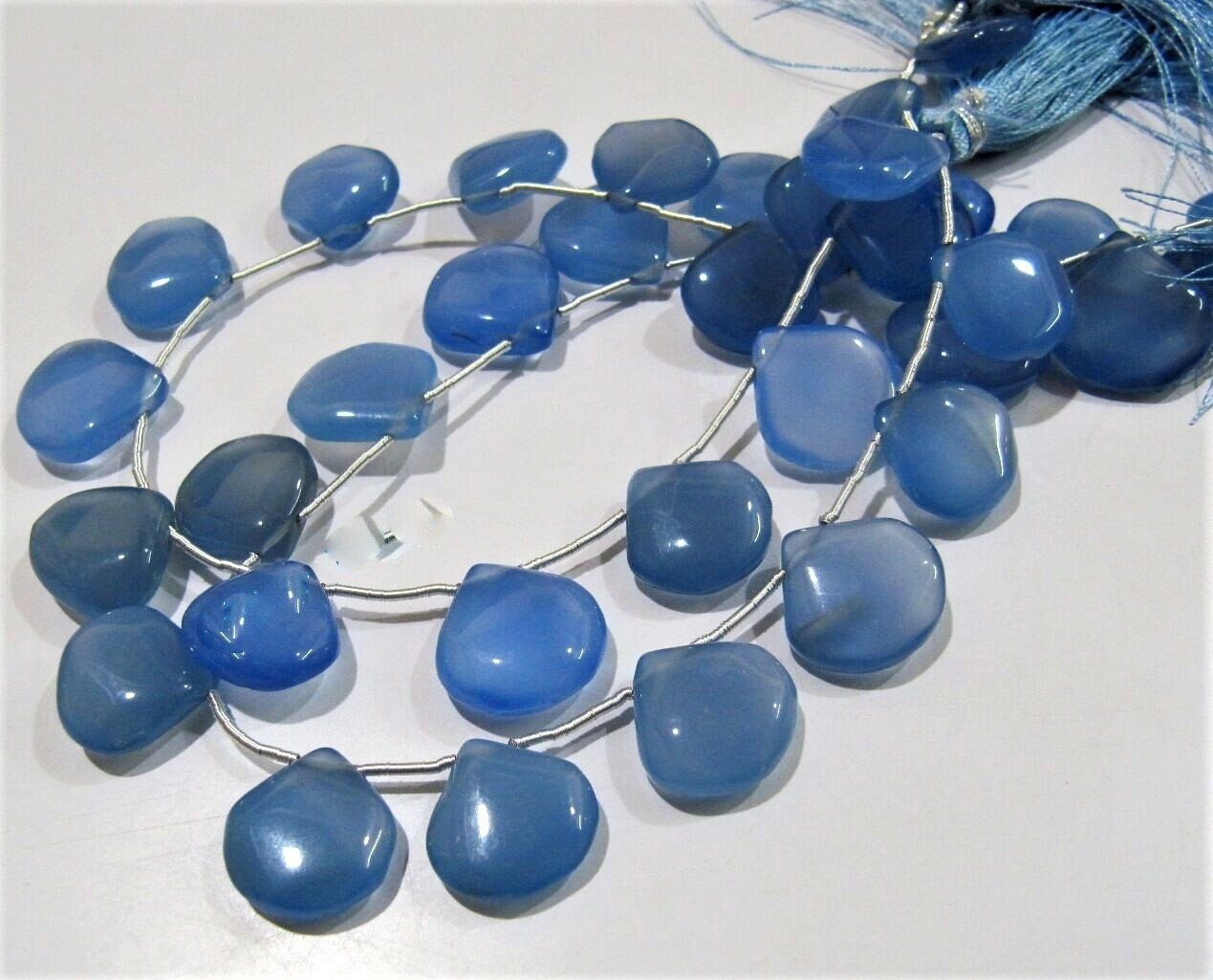 Natural Blue Chalcedony Plain Heart Shape Size 15-16 mm Beads Sold per strand of 10 inches long Wholesale Prices
