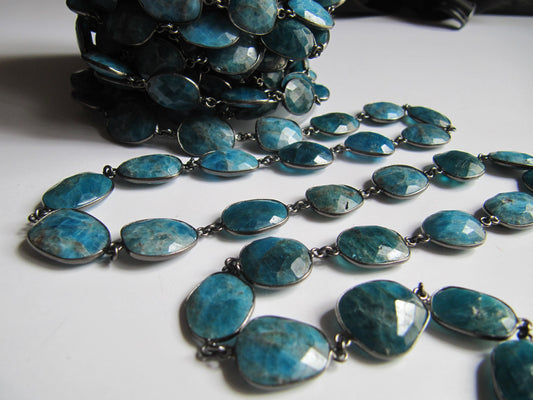 Natural Neon Apatite Uneven  Free Shape Briolette Connector Chain Size 12-15mm Sold Per Foot High Quality Beads Wholesale prices