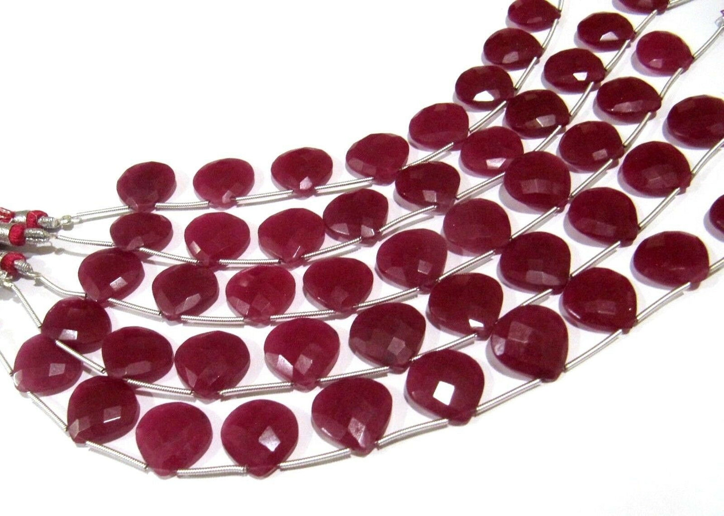Ruby Heart Shape Briolette  Faceted Beads Size 14-15mm Sold per strand  7 inches long Jewelry Making Dyed Beads