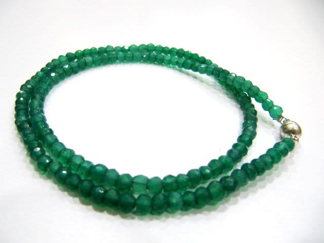 Natural Green Onyx Rondelle Faceted 4mm Green Color Beaded Necklace With Magnetic Clasp Top Quality Wholesale prices