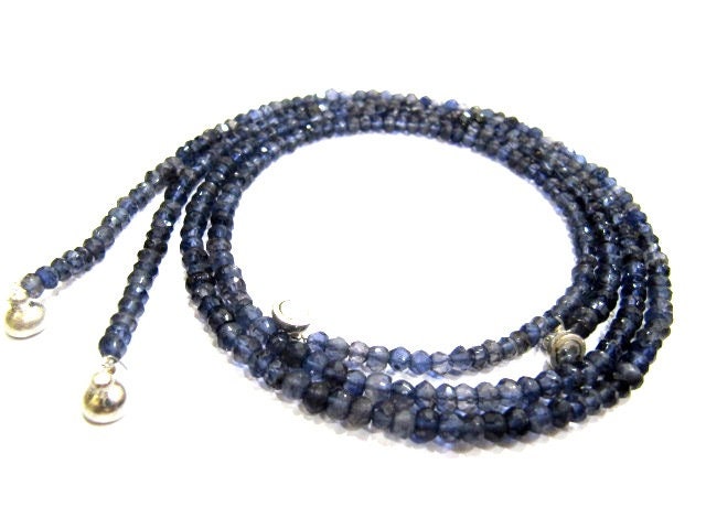 Natural Iolite  Rondelle Faceted 4mm Blue Color Beaded Necklace With Magnetic Clasp Top Quality Wholesale prices