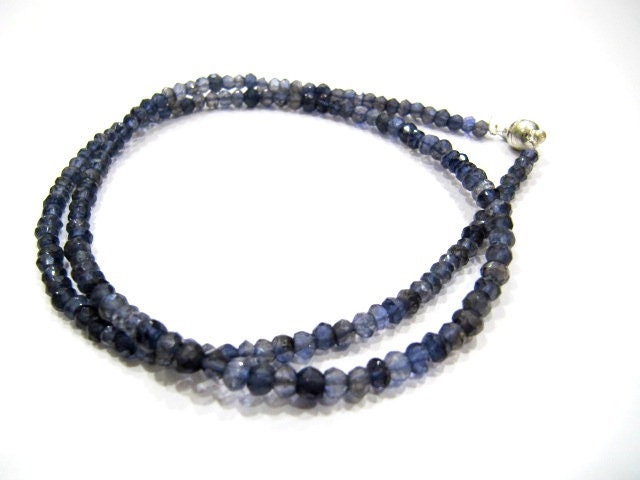 Natural Iolite  Rondelle Faceted 4mm Blue Color Beaded Necklace With Magnetic Clasp Top Quality Wholesale prices