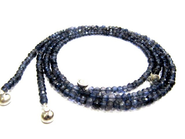 Natural Iolite  Rondelle Faceted 4mm Blue Color Beaded Necklace With Magnetic Clasp Top Quality Wholesale prices