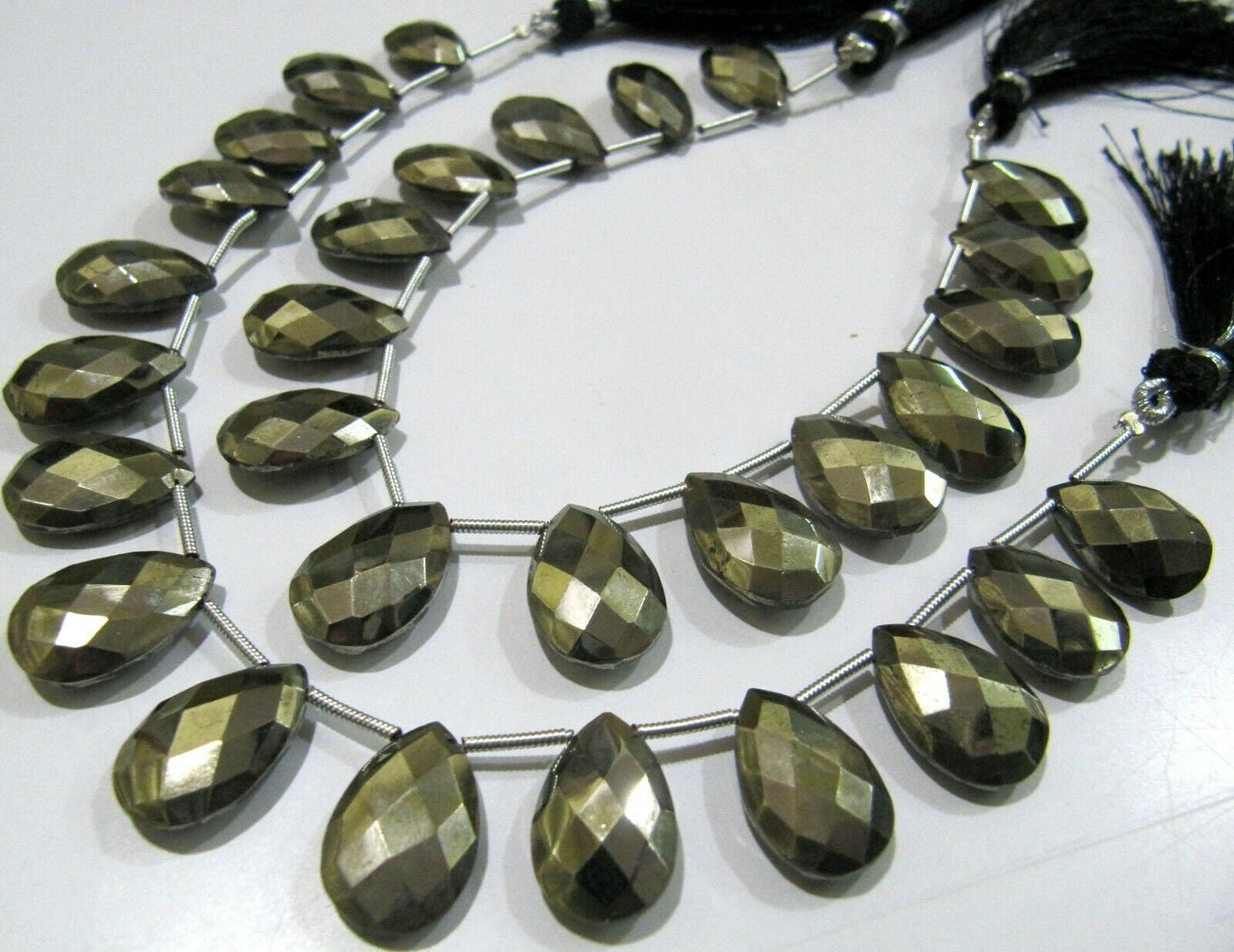 Natural Pyrite Pear Shape Faceted Briolette Beads Size 11x16mm Strand 8 Inches long jewelry Making Gemstone Beads Wholesale price