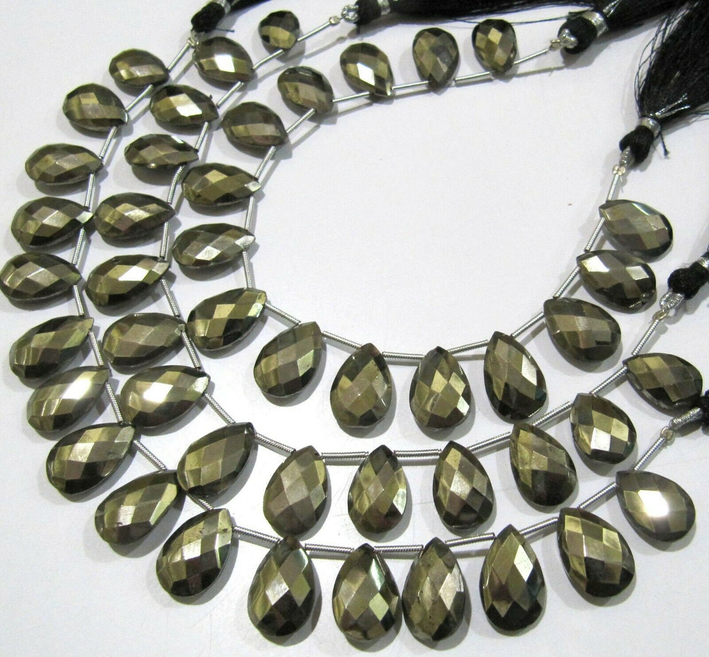 Natural Pyrite Pear Shape Faceted Briolette Beads Size 11x16mm Strand 8 Inches long jewelry Making Gemstone Beads Wholesale price