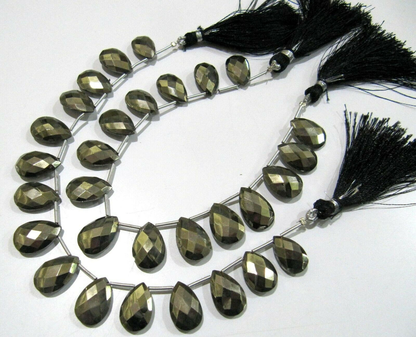 Natural Pyrite Pear Shape Faceted Briolette Beads Size 11x16mm Strand 8 Inches long jewelry Making Gemstone Beads Wholesale price