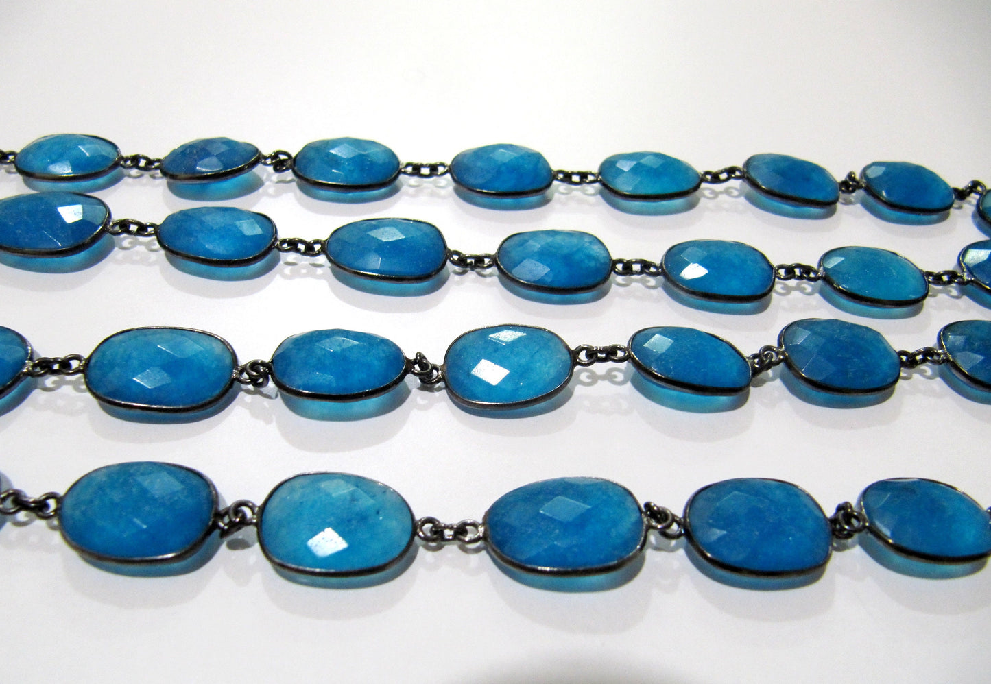 Natural Neon Apatite Jade Uneven  Free Shape Briolette Connector Chain Size 12-15mm Bezel chain Sold Per Foot High Quality Wholesale prices