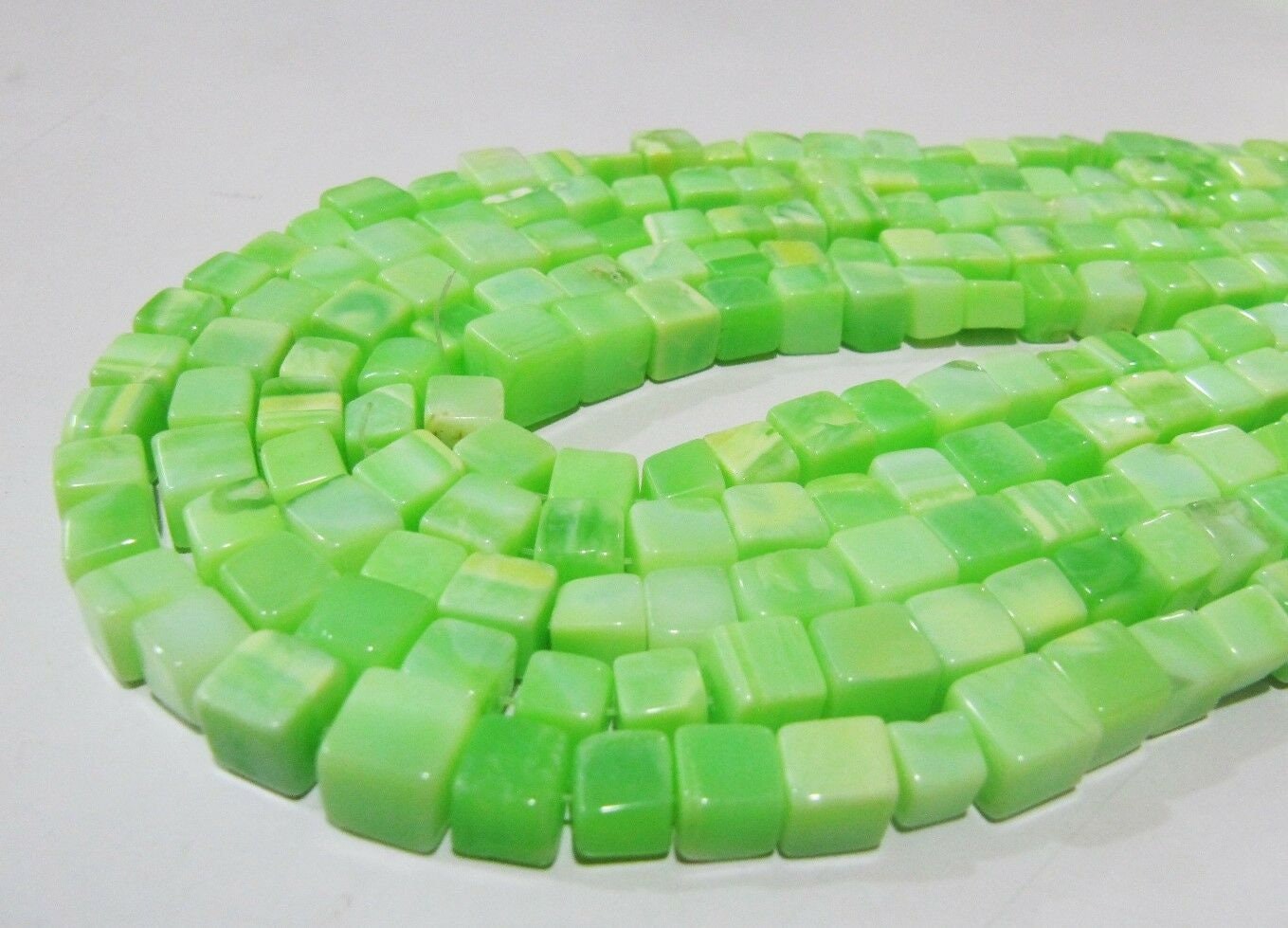 Natural Green Opal Smooth Cut Box Beads 7-8mm Smooth Cube Box Shape Beads Strand 14 Inches Long Wholesale Prices