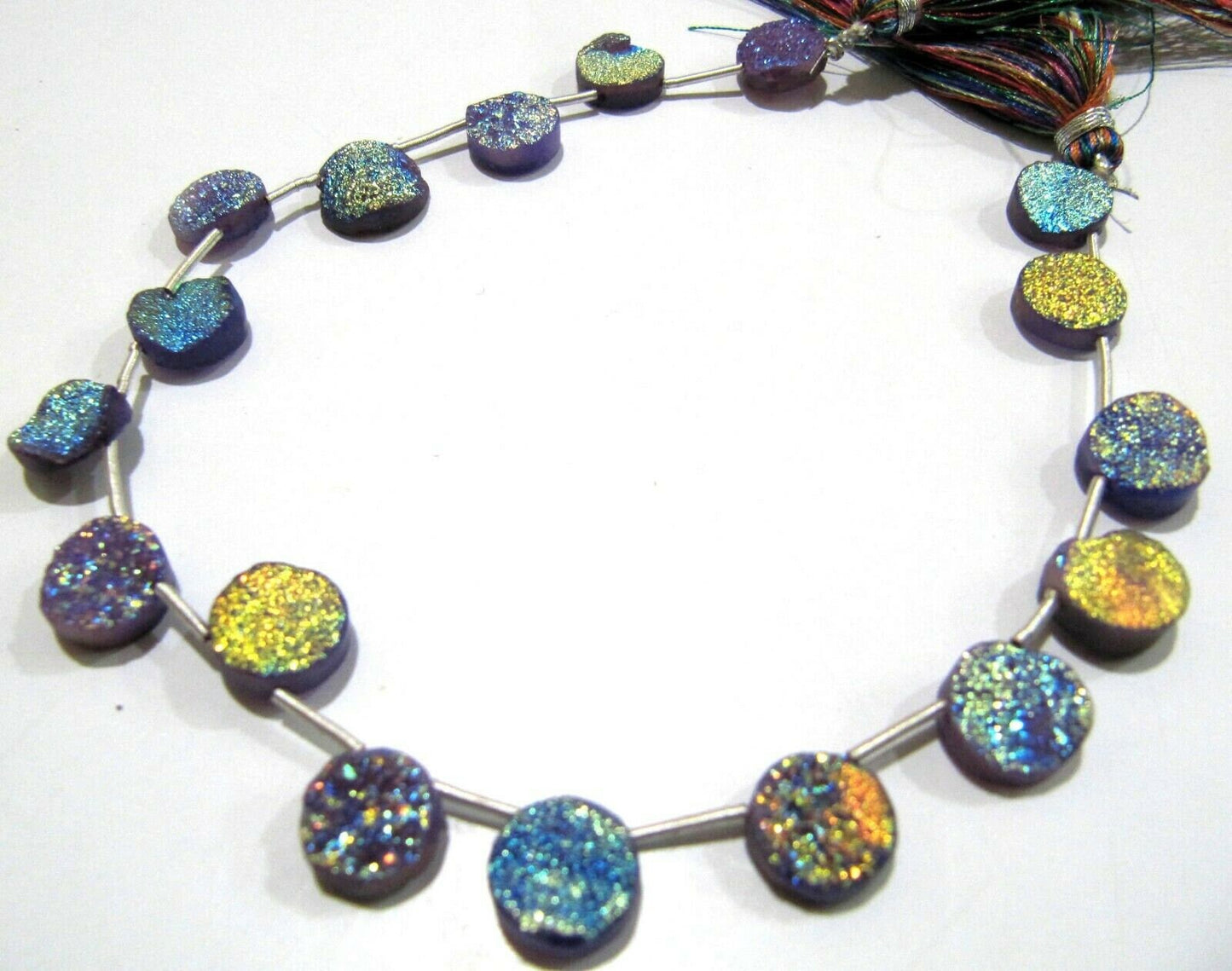 Natural Titanium Coated Agate Purple Druzy Round Shape Briolette Beads Jewelry Making Beads Strand 10 Inches Long Sold Per Strand