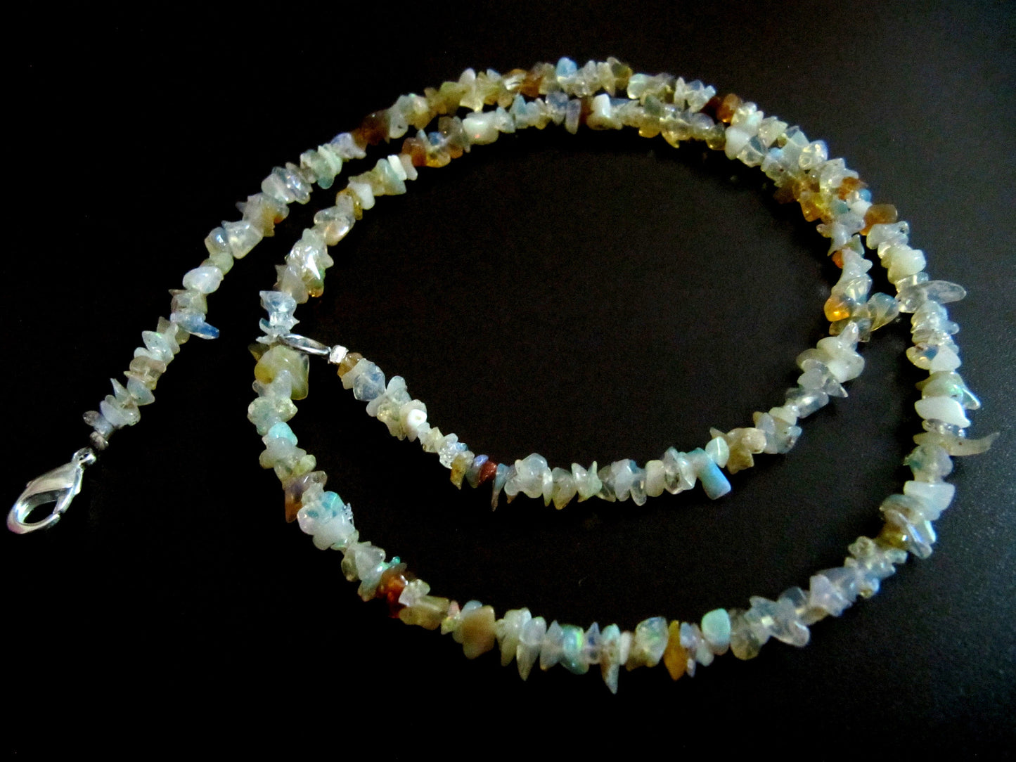 Natural Ethiopian Opal Irregular Chip Gravel Uncut Nugget 4mm To 5mm Beaded Necklace Strand 18 Inches Long Sold Per Piece