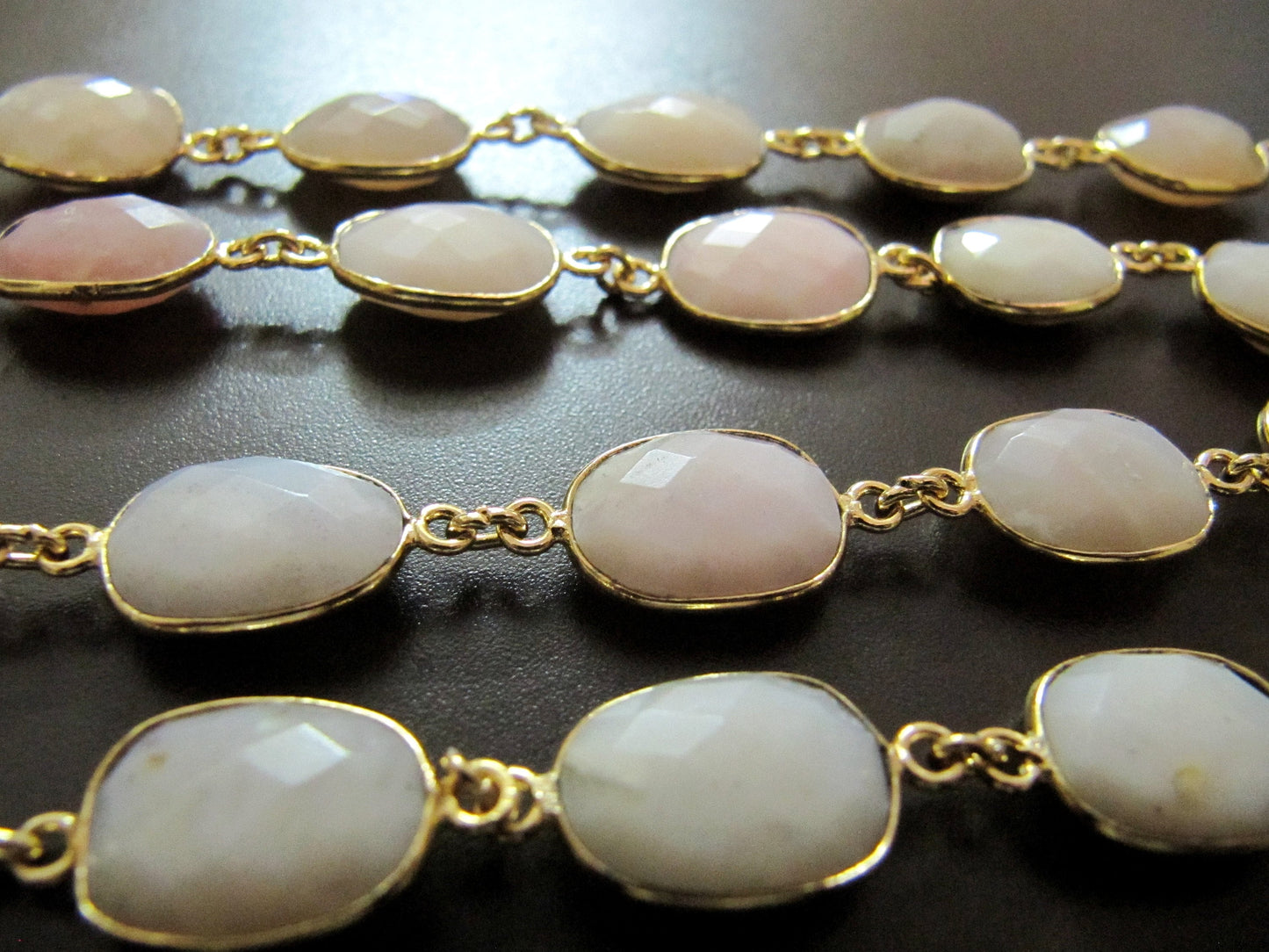 Natural Pink Opal Uneven  Free Shape Briolette Bezel Connector Chain Size 12-15mm High Quality Pink Stones Wholesale prices