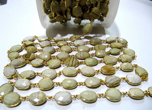 Natural Wooden Agate Uneven  Free Shape 13 to 15mm Briolette Connector Chain  Sold Per Foot High Quality Gemstone Wholesale prices