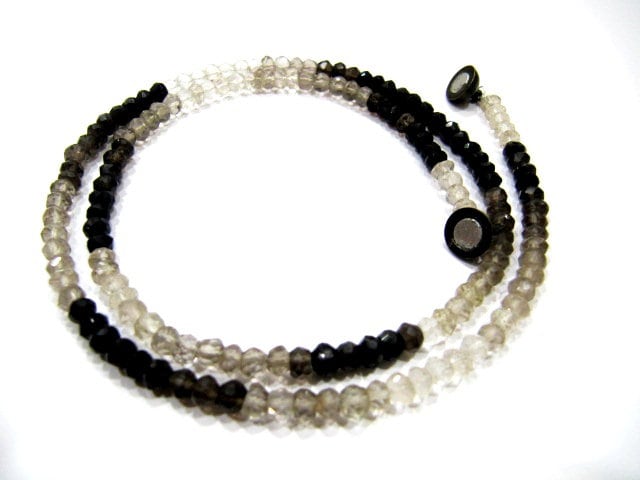 Natural Smoky Quartz  Rondelle Faceted 4mm  Beaded Necklace With Magnetic Clasp Top Quality Wholesale prices