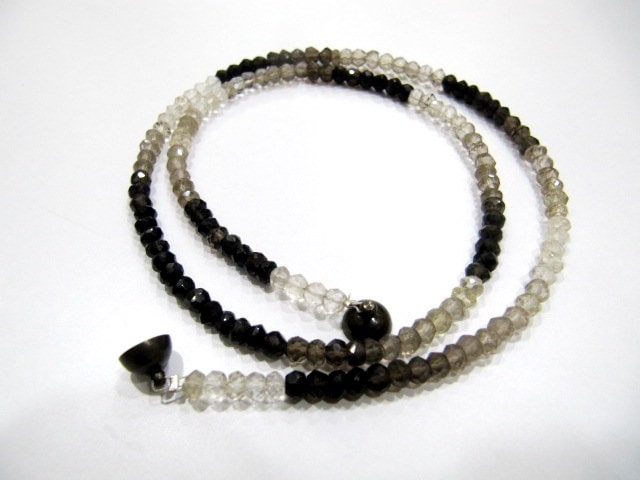Natural Smoky Quartz  Rondelle Faceted 4mm  Beaded Necklace With Magnetic Clasp Top Quality Wholesale prices