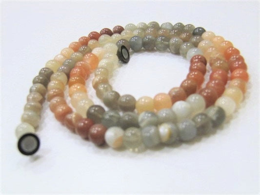 Natural Multi Moonstone Round Plain Smooth  7mm  Beaded Necklace 26 Inches Long With Magnetic Clasp Top Quality Wholesale prices