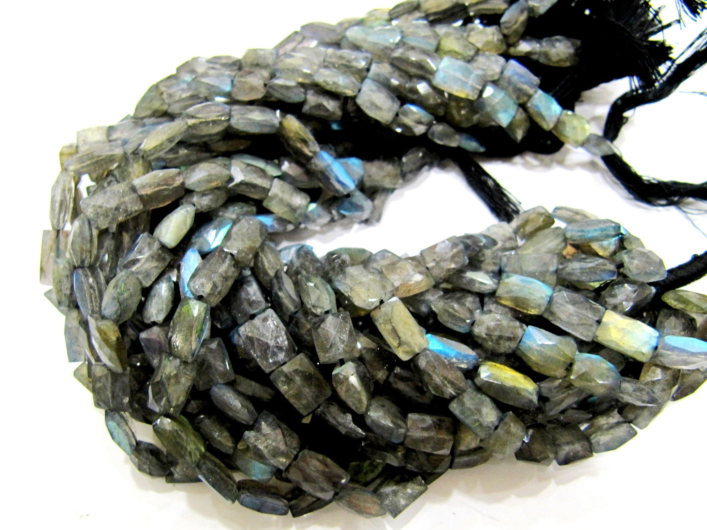 Natural Blue Flashy Labradorite Beads Size 6X8mm Strand 10 inches long Rectangle Cushion Shape Beads Wholesale Prices
