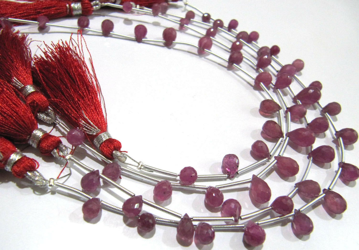 Natural Ruby Tear Drop Briolette Beads Size Approx 4x6mm To 7x10mm Strand Length 8 Inches long Wholesale Prices