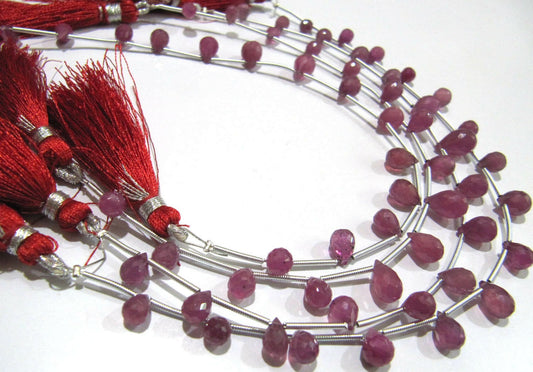 Natural Ruby Tear Drop Briolette Beads Size Approx 4x6mm To 7x10mm Strand Length 8 Inches long Wholesale Prices