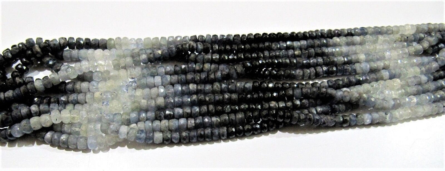Natural Blue Sapphire Pailin Cambodia Mined Genuine Sapphire Rondelle Faceted 4-5mm Beads Strand 8.5 inch Jewelry Making Precious Beads
