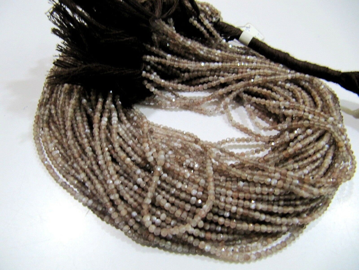 Natural Chocolate Moonstone 2-2.5mm Rondelle Faceted Beads Strand 13 inches Micro Faceted Tiny Jewelry Making Beads
