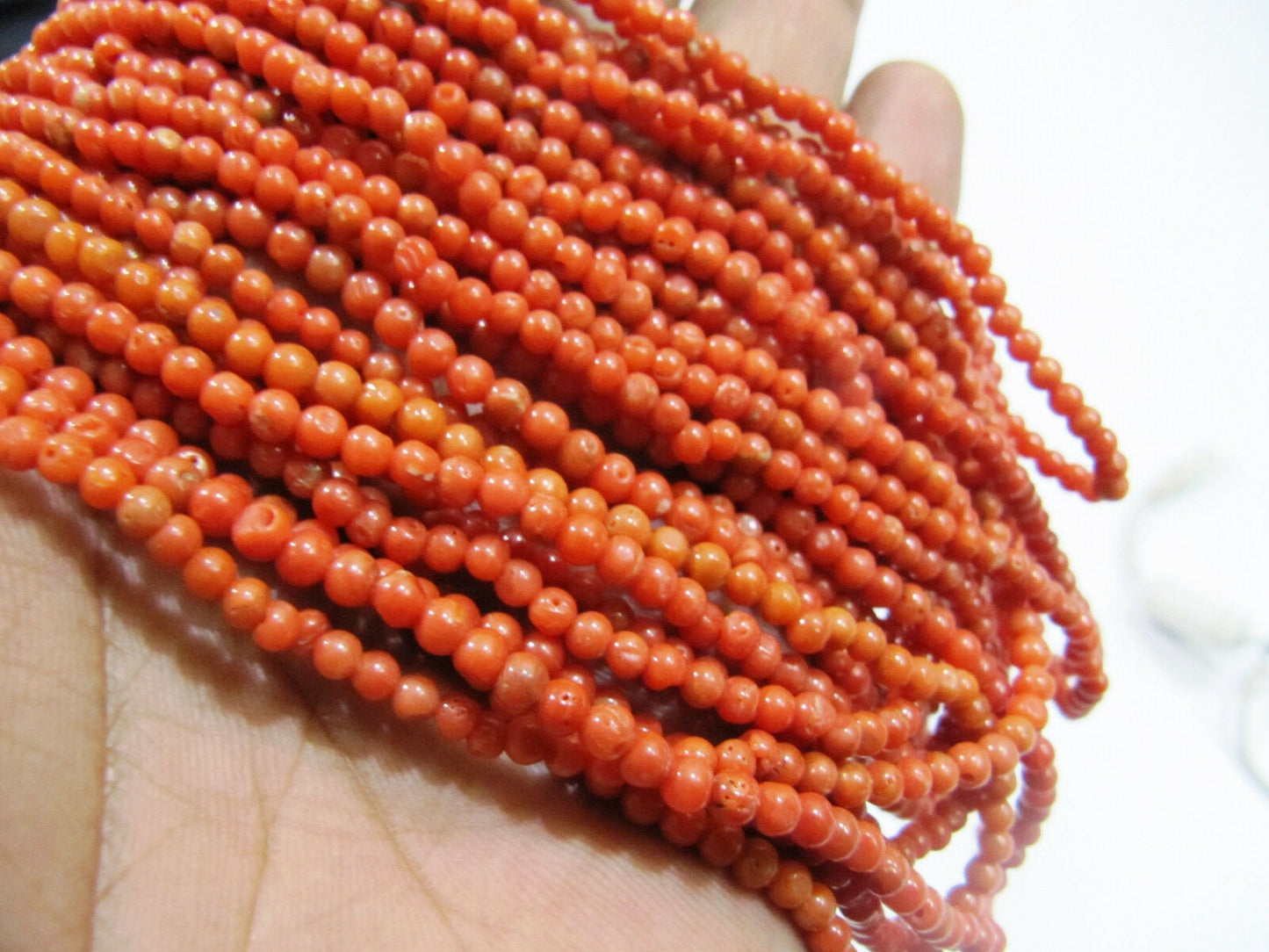 Natural Italian Coral Round Beads 3mm size Precious gemstone Strand 10 inches Long Genuine Coral Strings Wholesale Price