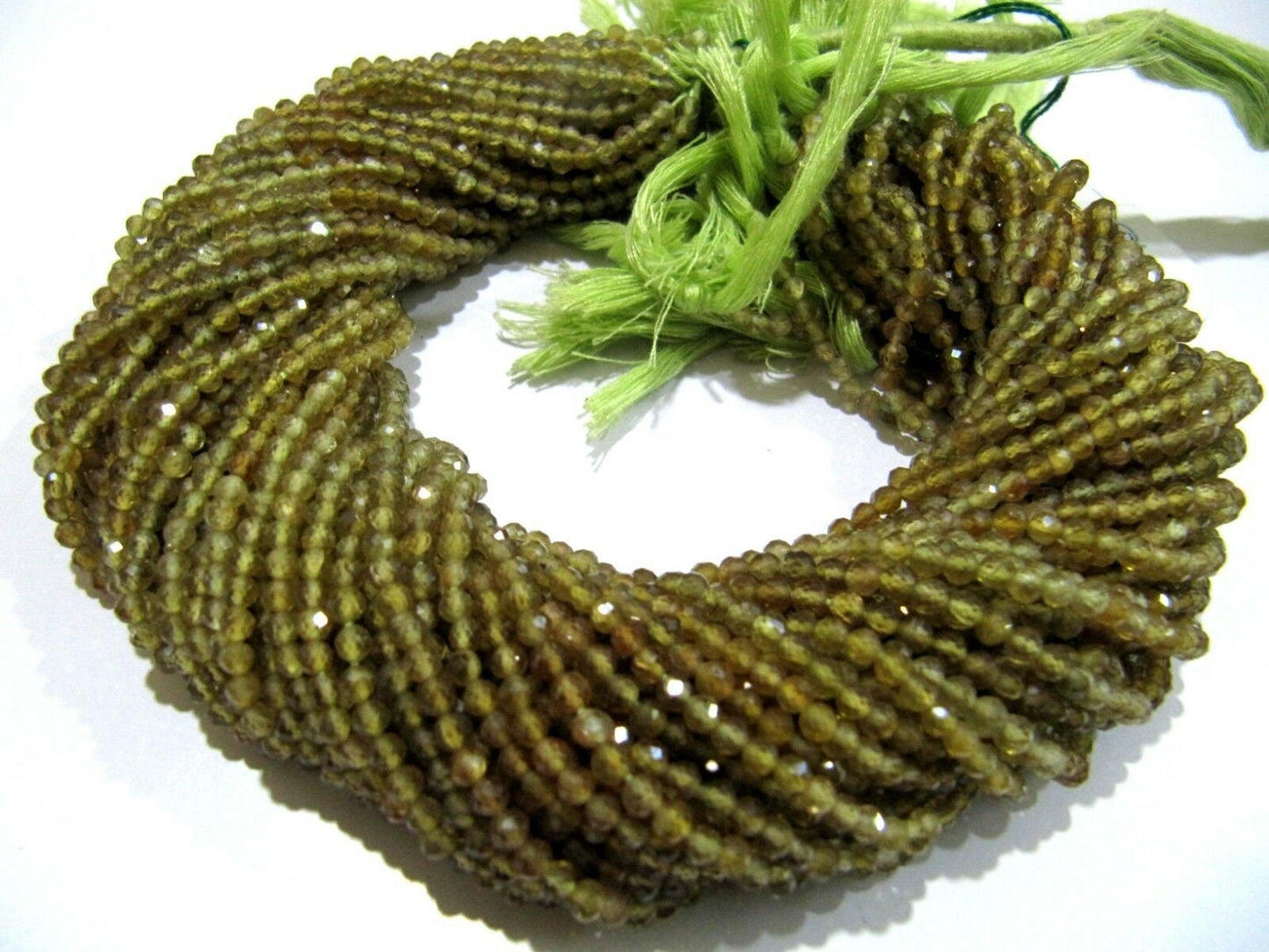 Natural Grossular Garnet Rondelle Faceted 3mm Beads Green Color Jewelry Making Beads Strand 13 Inches Long Sold Per Strand