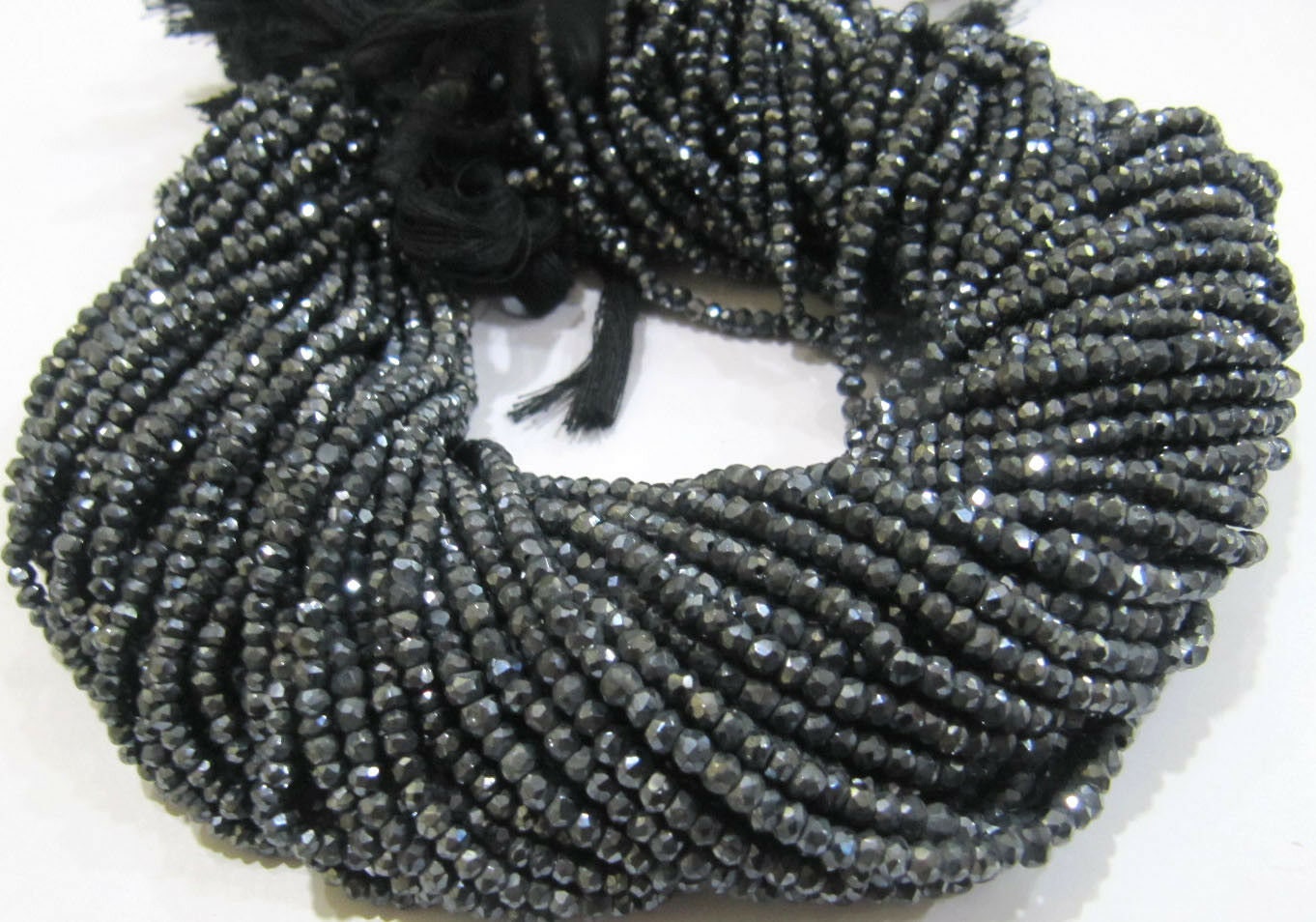 Natural Black Spinal Mystic AB Sliver Coated Rondelle Faceted Size 3-4 mm Jewerly Making Beads Strand Size 13 Inches Long Wholesale Prices