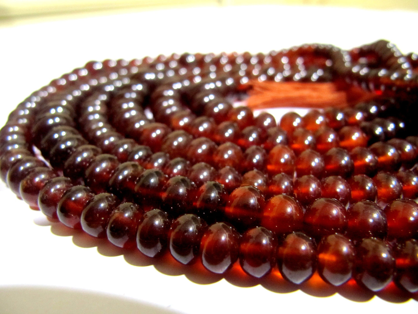 Natural Hessonite Garnet 5-10mm Size Beads plain Smooth Rondelle Shape Hessonite Beads Strand 8 inches Unique Gemstone Beads