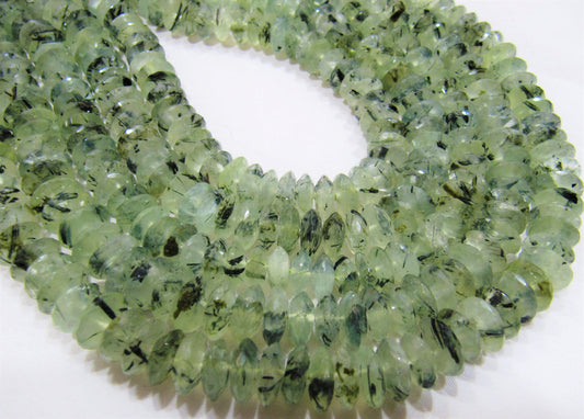 Natural Prehnite German Cut Rondelle Faceted size 10mm Beads 8 inches long Strand Jewelry Making Beads Wholesale Prices