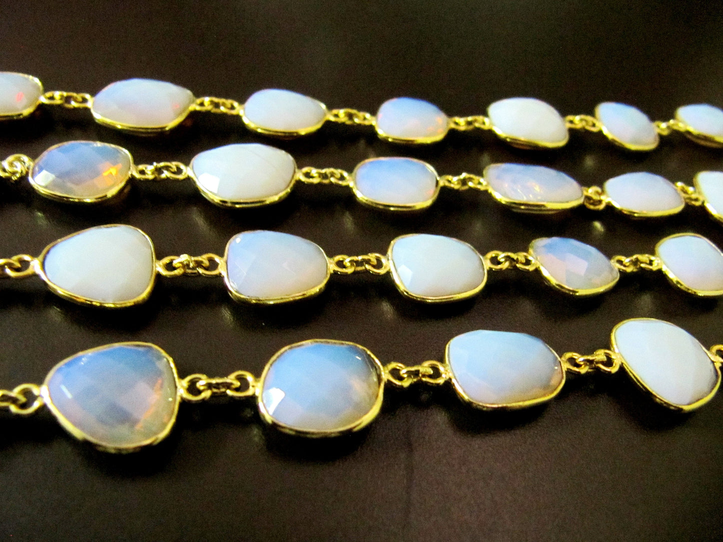 Mystic Pink Opal Quartz Uneven  Free Shape Briolette Bezel Connector Chain Size 12-15mm Wholesale price Jewelry Making Link Chain