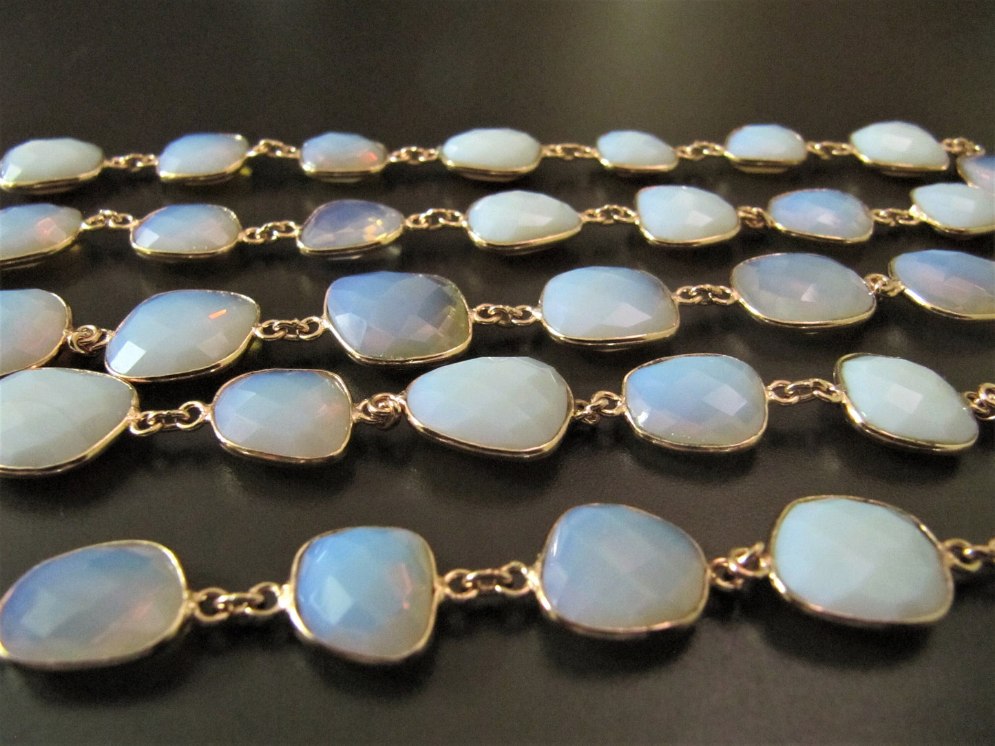 Mystic Pink Opal Quartz Uneven  Free Shape Briolette Bezel Connector Chain Size 12-15mm Wholesale price Jewelry Making Link Chain