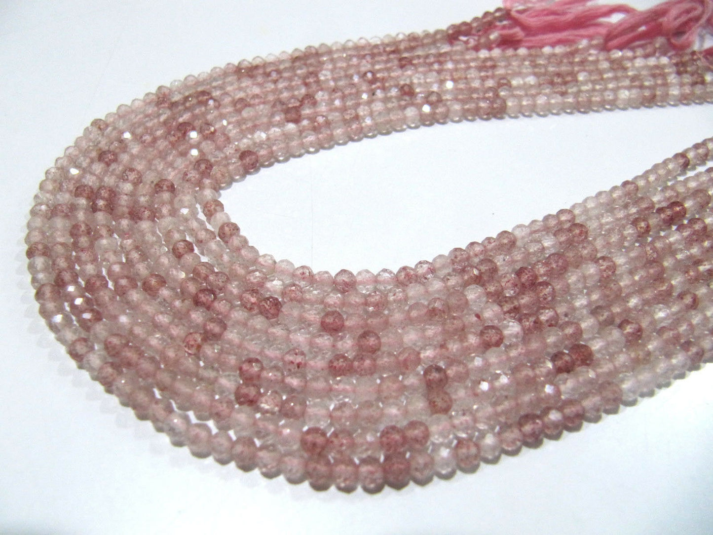 Natural Strawberry Quartz Size 3 To 3.5mm Round Shape Faceted Beads Pink Color Beads Strand 13 Inches Long Jewelry Making beads