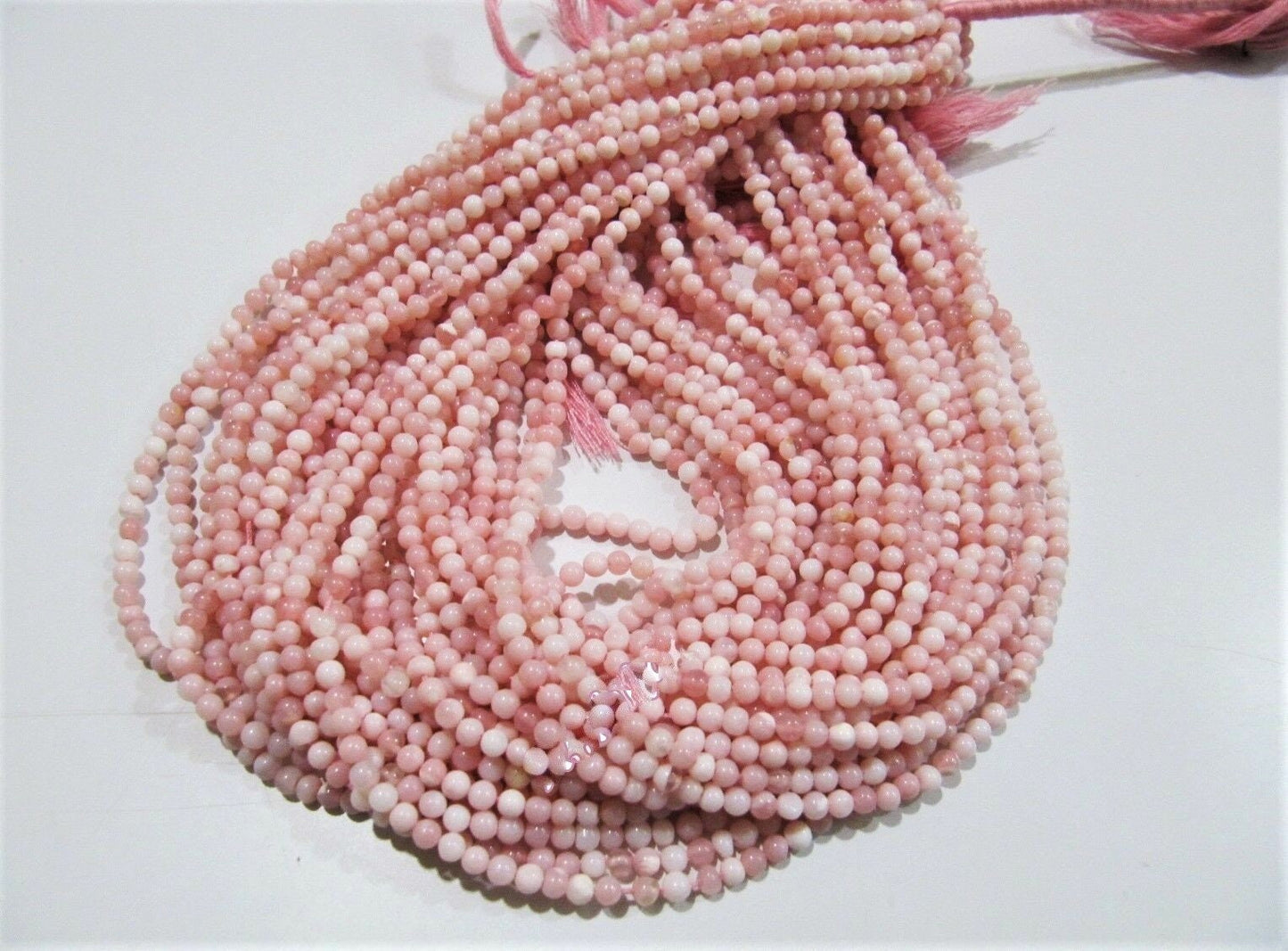 Natural Pink Opal Round Plain Smooth Beads 5-6mm Round Ball Shape Brads Sold Per Strand 13 Inches Long