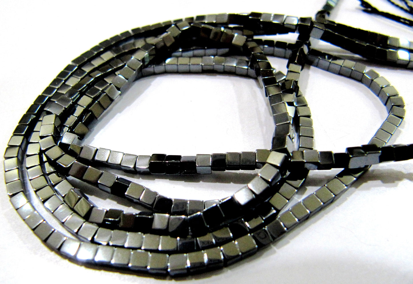 Natural Black Hematite Cube Beads 2mm  Strand 15-16 inch long Box Shape Semi Precious Gemstone Beads Wholesale Prices