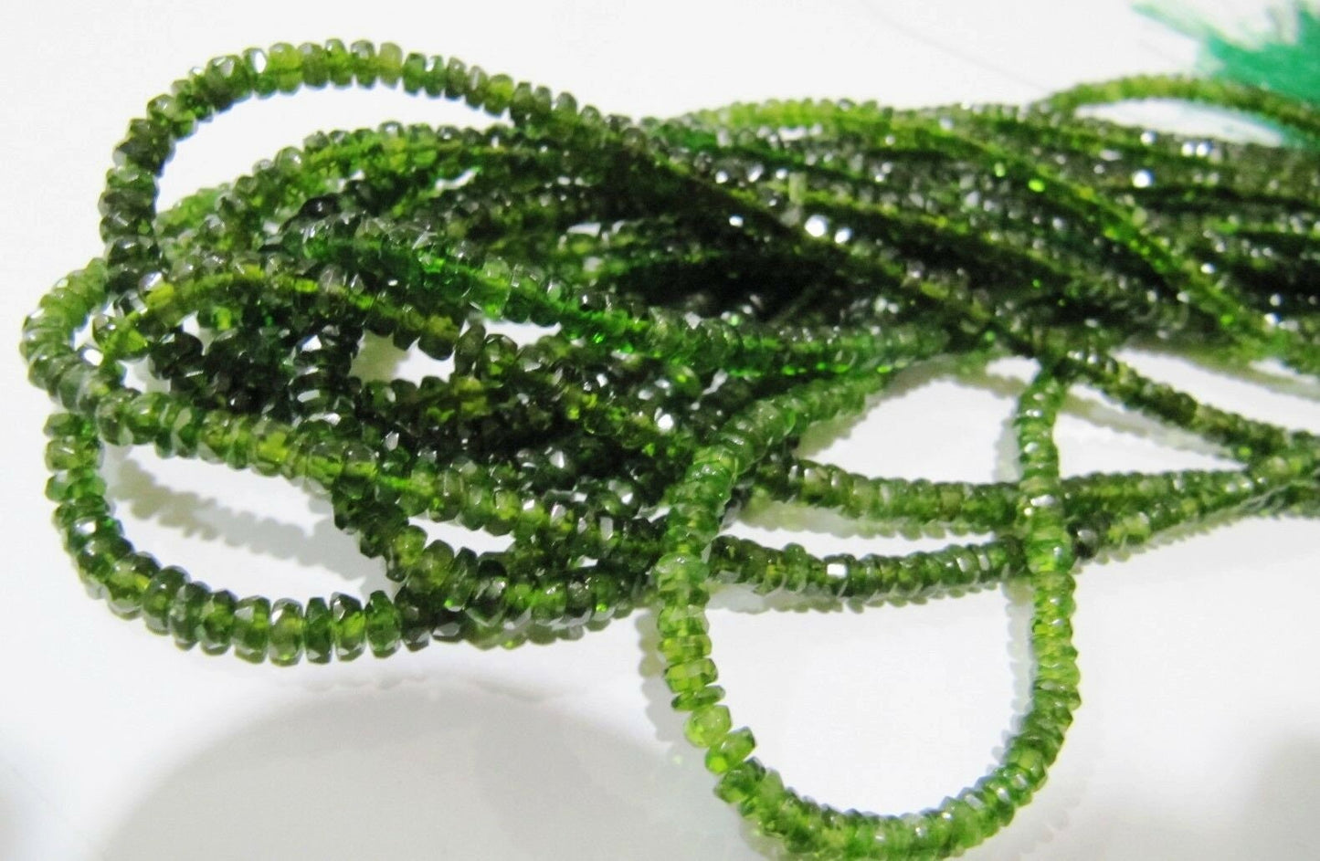 Natural Green Tourmaline Rondelle Faceted Beads Size 3-4mm Strand Size 16 Inches Long Green Jewelry Making Beads Wholesale Prices