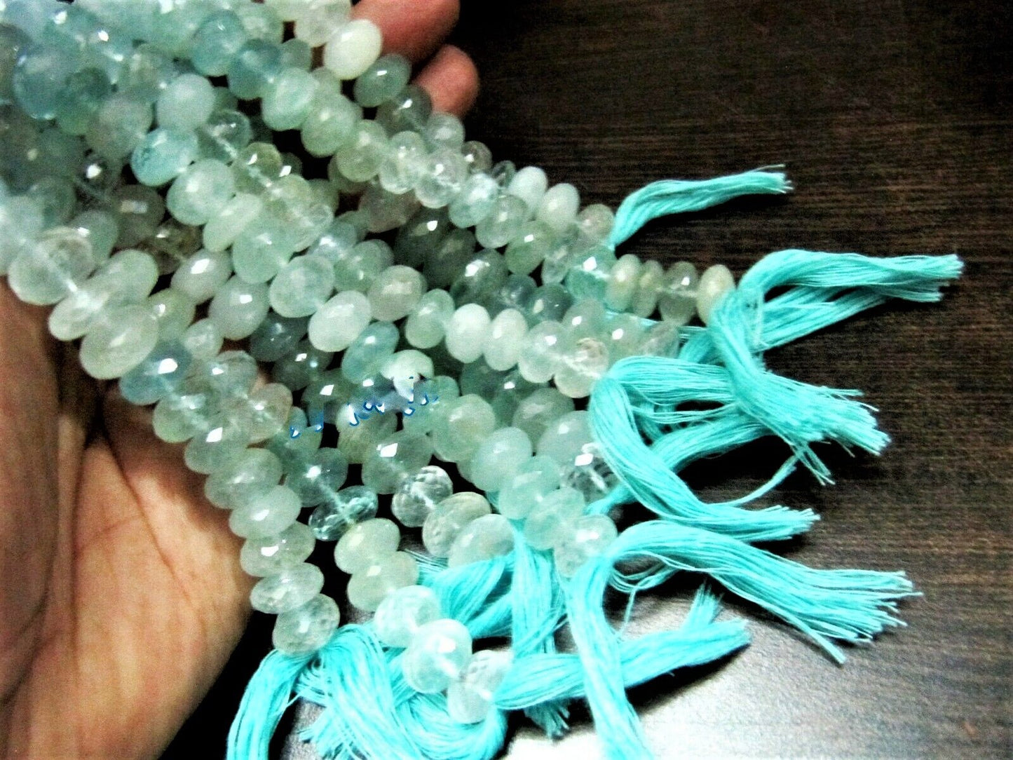 Natural Untreated Aquamarine Far Size Beads 12 to 13mm Strand 8 Inches Long Wholesale Prices aquamarine Gemstone beads