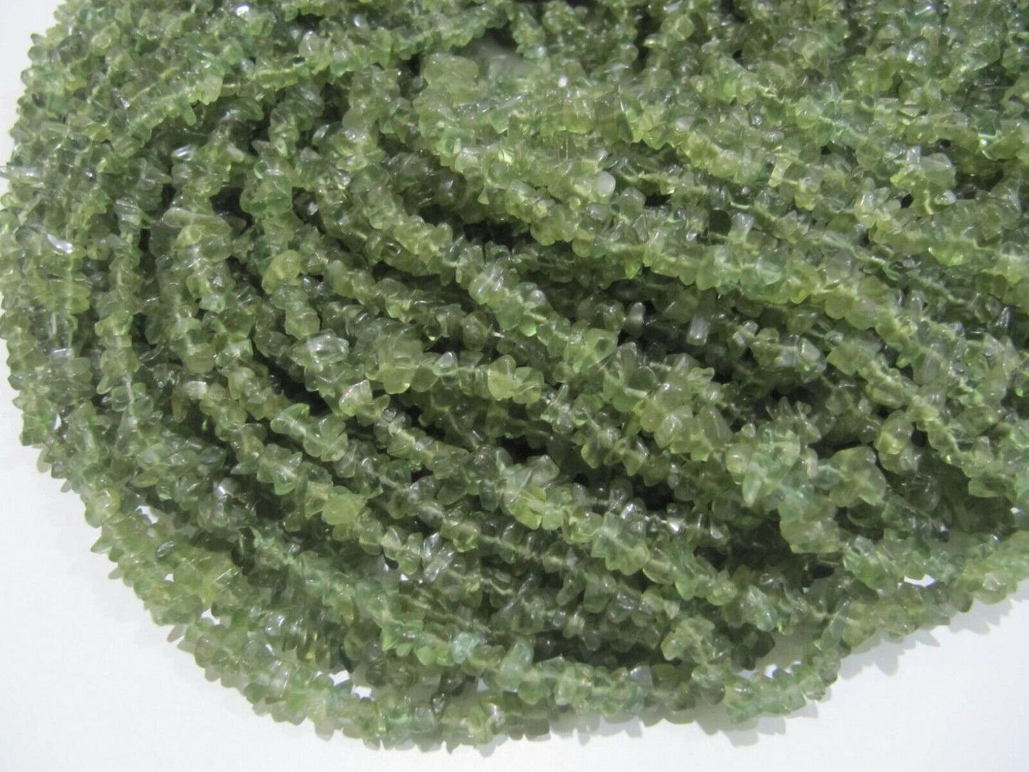 Natural Green Apatite Irregular Chip Gravel Uncut Nugget 5mm To 7mm Beads Green Color Jewelry Making Beads Strand 34 Inch Long