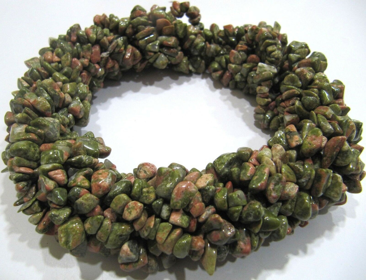 Natural Unakite Irregular Chip Gravel Uncut Smooth Nugget 4 To 8mm Beads Green Color Jewelry Beads Strand 34 Inches Long Sold Per Strand