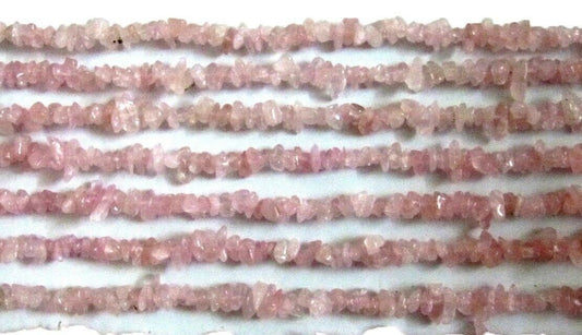 Natural Rose Quartz Irregular Chip Gravel Uncut Nugget Shape Plain 4mm To 8mm Jewelry Making Beads Strand 34 Inches Long Sold Per Strand