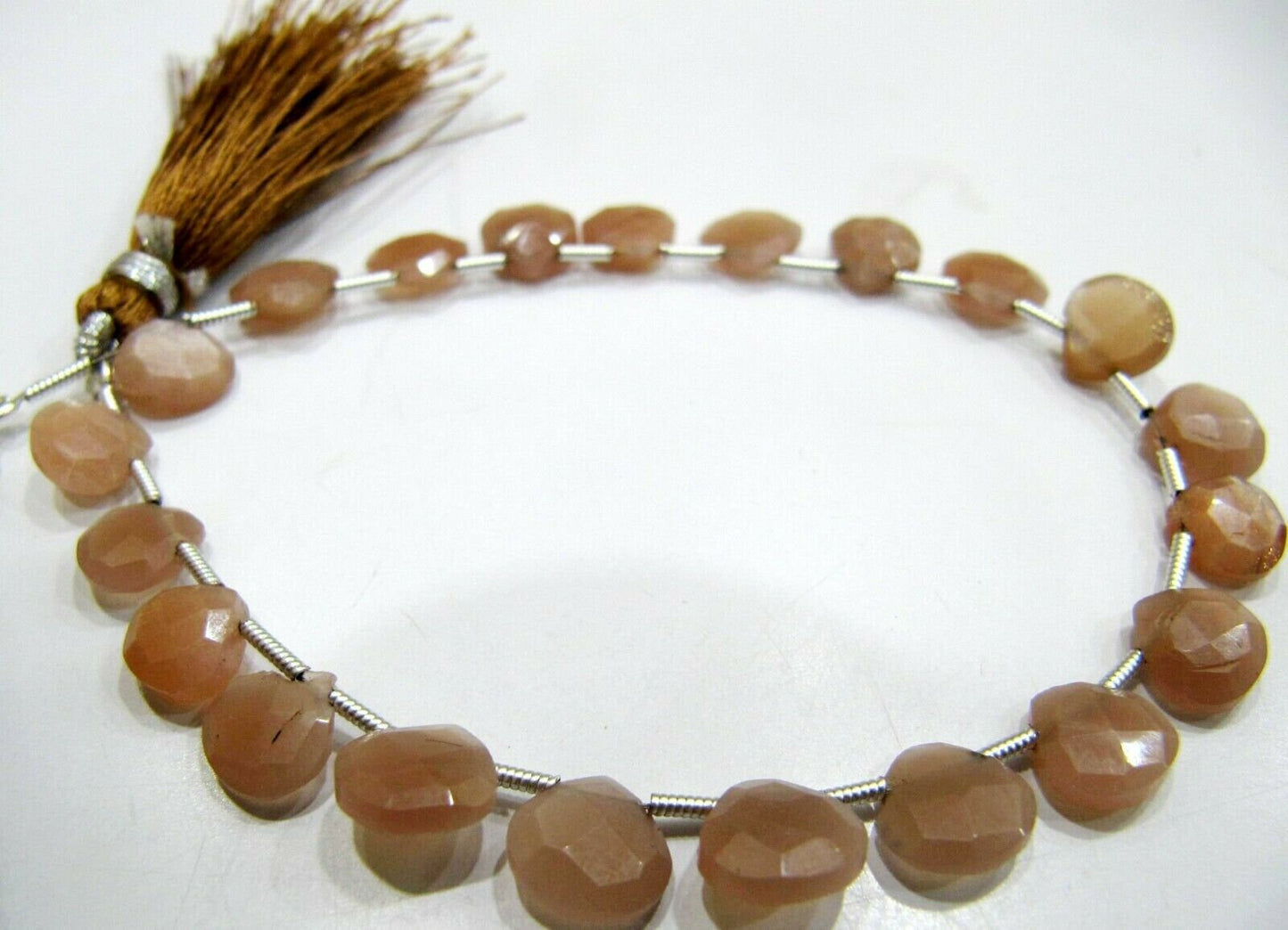 Natural Peach Moonstone heart Shape Briolette Faceted size 8mm beads strand 8 inches long Jewelry Making Peach Color Gemstone Beads