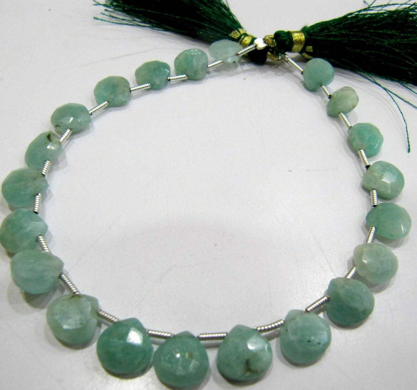 Natural Amazonite heart Shape Briolette Faceted  size 8mm beads strand 8 inches long Jewelry Making Green Color Gemstone Beads