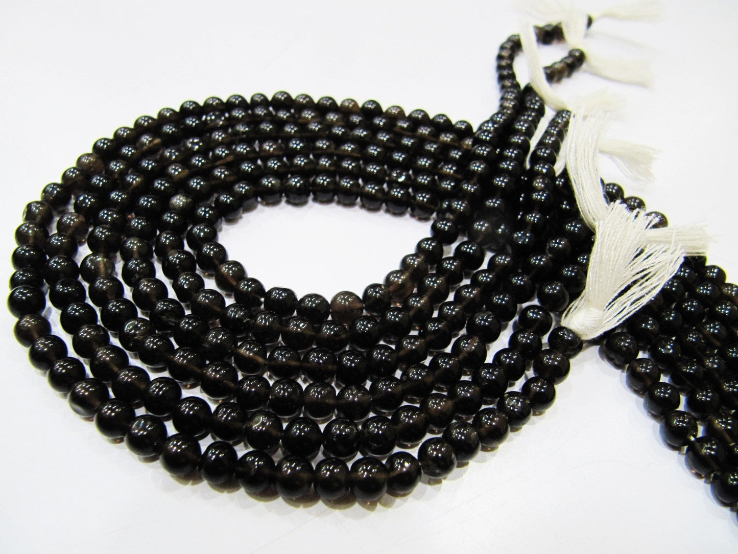 Natural Smoky Quartz Round Plain Smooth 5 to 6mm best Quality Beads Strand 13 inches Long Jewelry making gemstone beads
