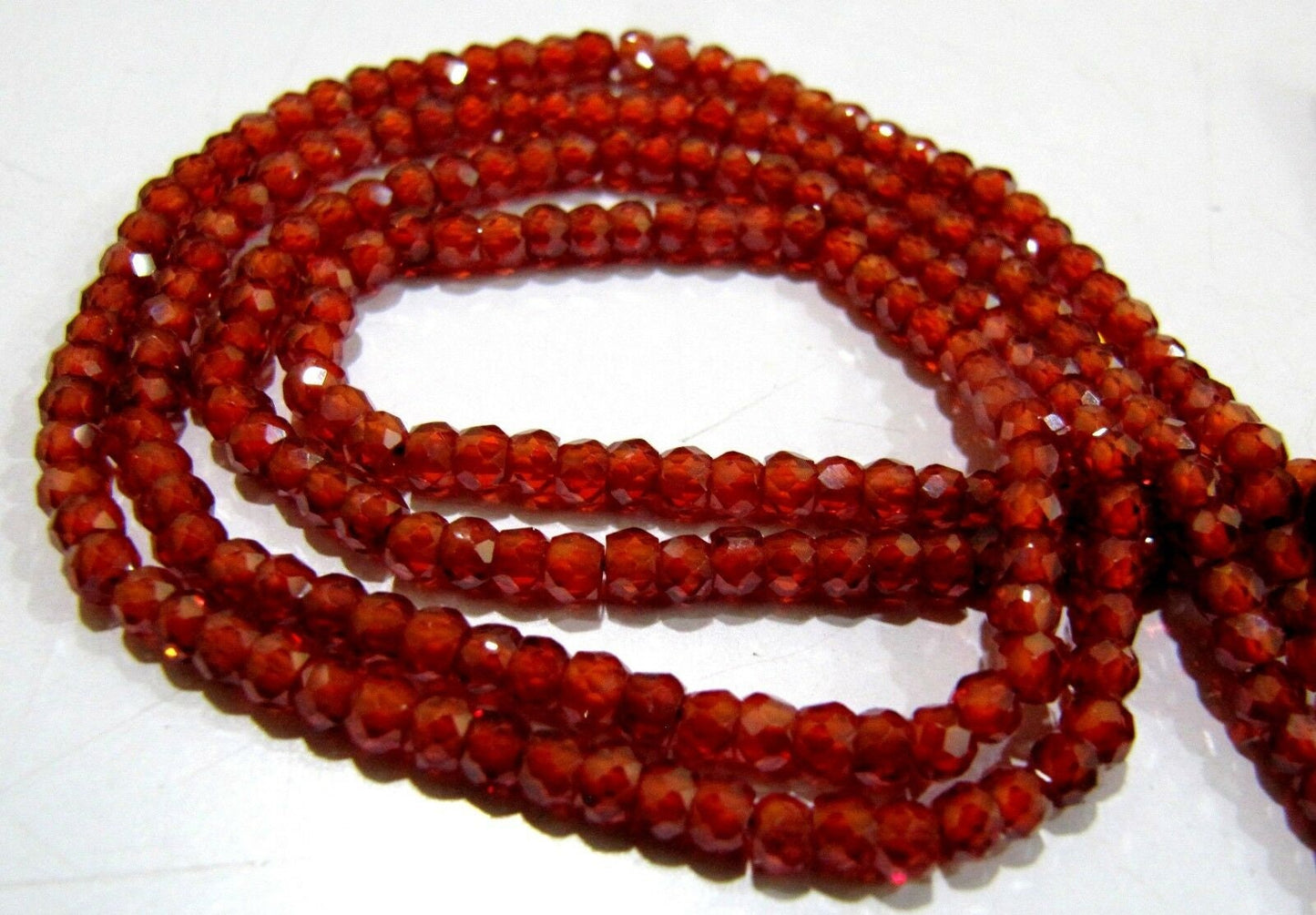 Natural Carnelian Cubic Zirconia Beads Rondelle Faceted 3mm Size CZ Beads  Strand 13-14 inches Micro Faceted Gemstone Beads Wholesale prices