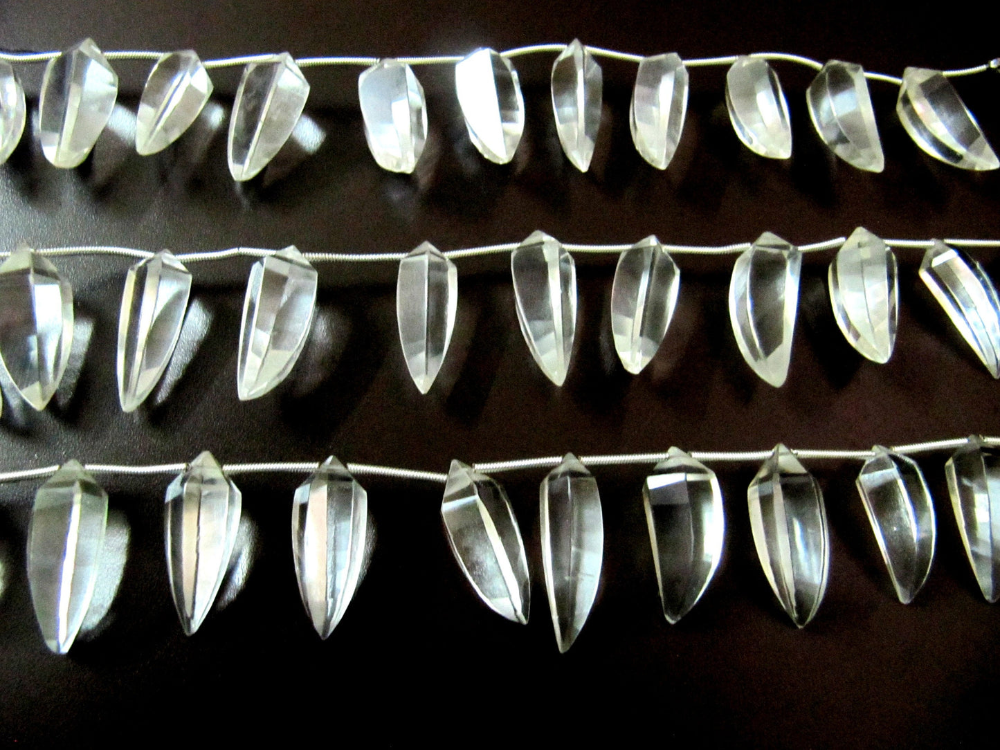 Natural Rock Crystal  Briolette banana Shape Beads Size 8X25mm Strand  8 inches long Jewelry Making  Crystal Beads