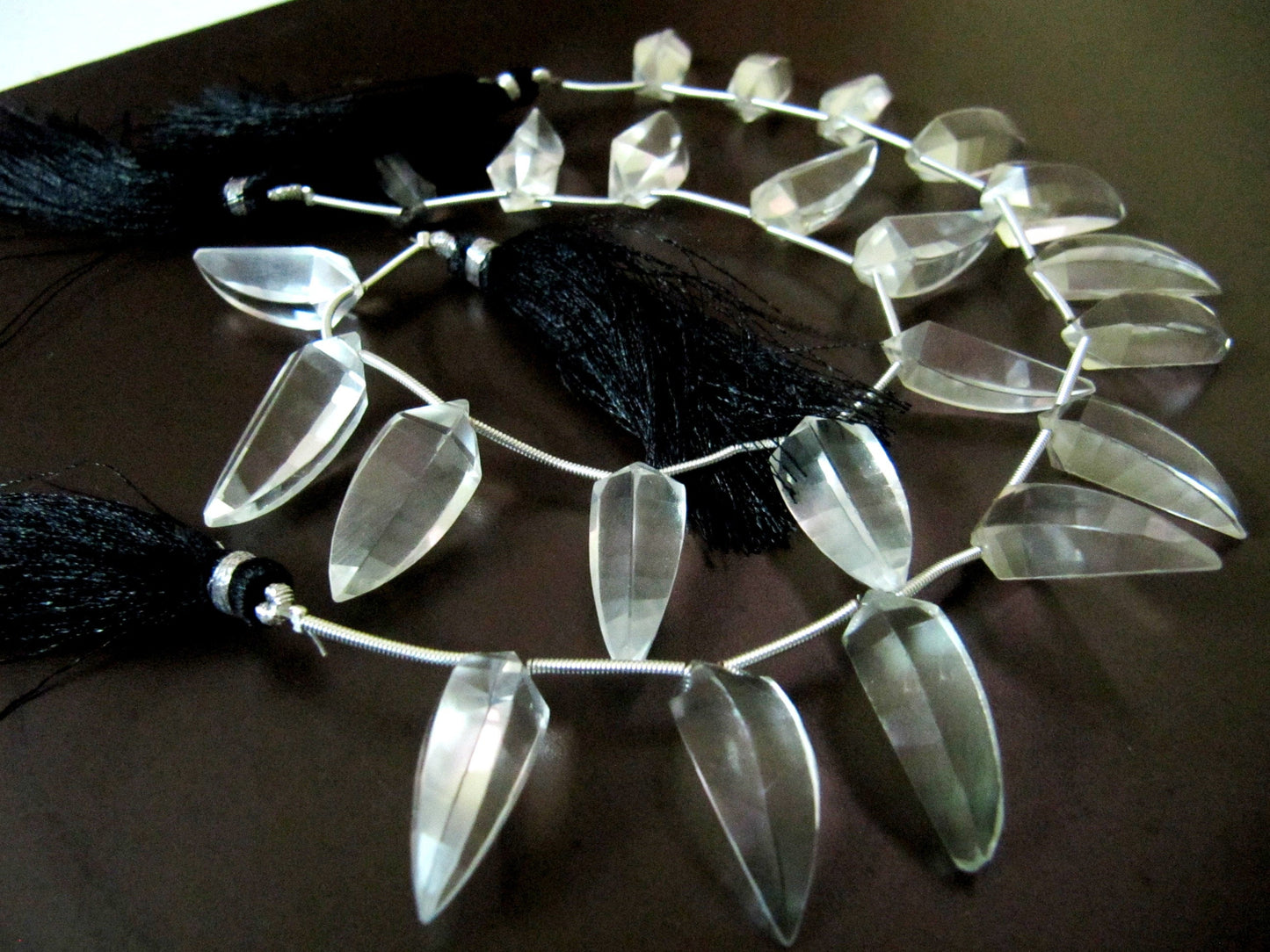 Natural Rock Crystal  Briolette banana Shape Beads Size 8X25mm Strand  8 inches long Jewelry Making  Crystal Beads