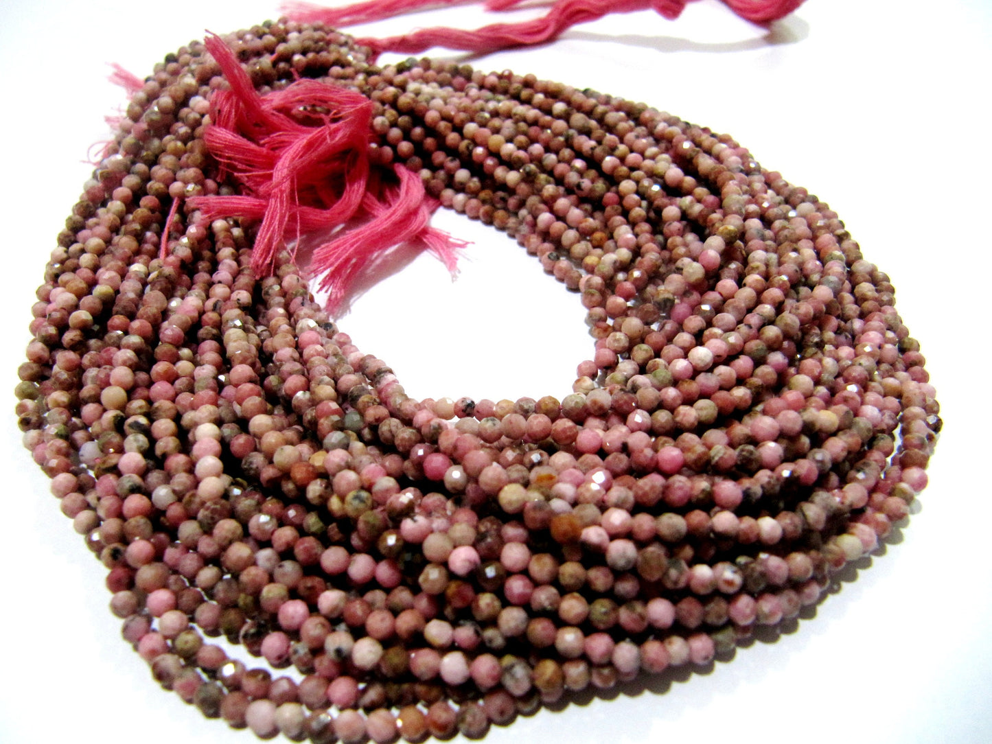 Natural Rhodochrosite  Rondelle Faceted 3mm Beads Strand 13 inches long  Jewelry Making Rhodochrosite Gemstone Wholesale Prices