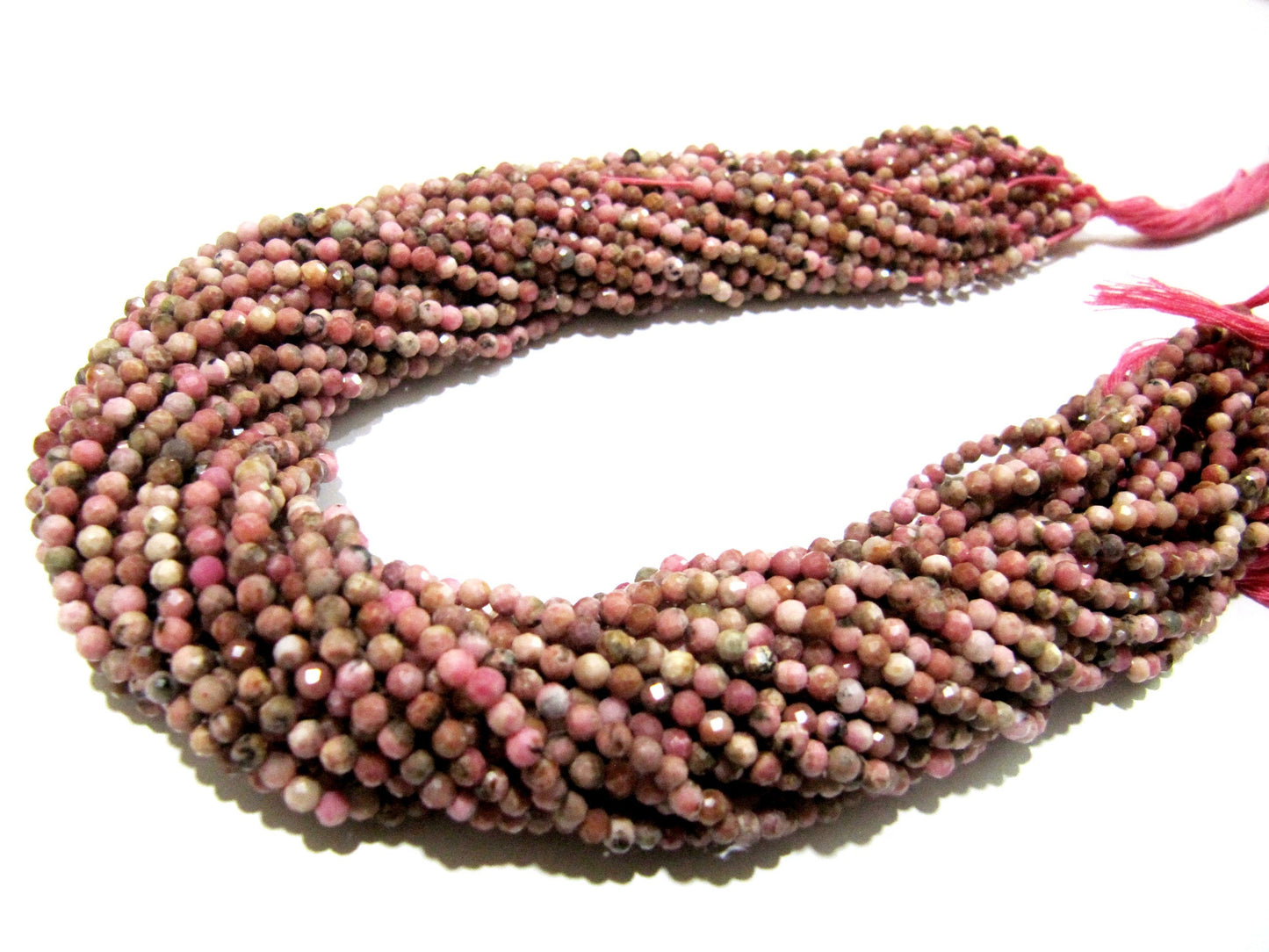 Natural Rhodochrosite  Rondelle Faceted 3mm Beads Strand 13 inches long  Jewelry Making Rhodochrosite Gemstone Wholesale Prices