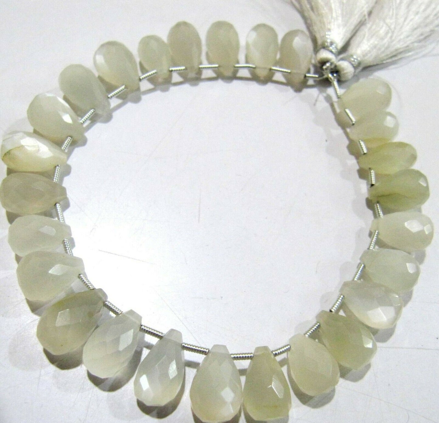 Natural White Moonstone Tear Drop Shape 7x12mm Briolette Faceted Beads Strand 8 Inches Long Moonstone pear Shape Beads