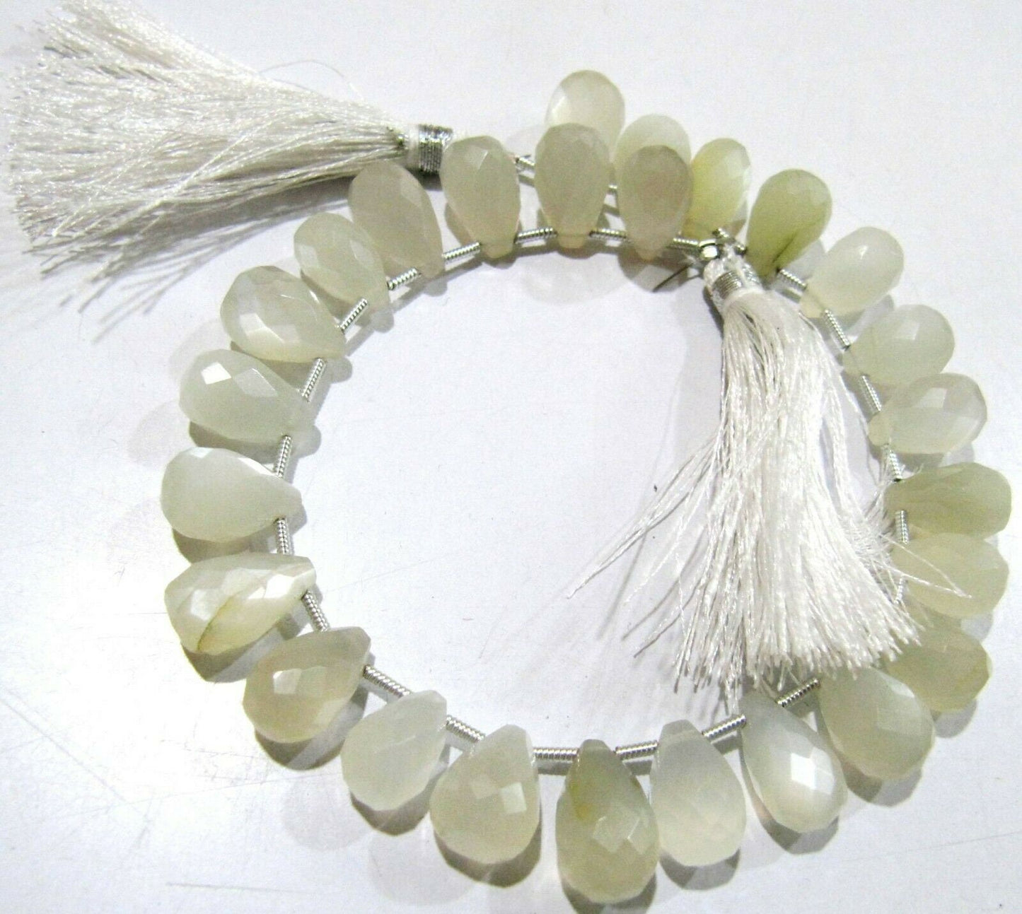 Natural White Moonstone Tear Drop Shape 7x12mm Briolette Faceted Beads Strand 8 Inches Long Moonstone pear Shape Beads