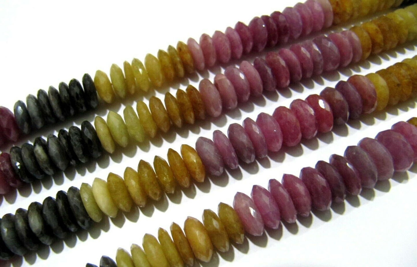 Natural Multi Sapphire German Cut Rondelle Faceted Beads Size 9mm Strand 10 Inches Multi Color Precious Beads Wholesale Prices